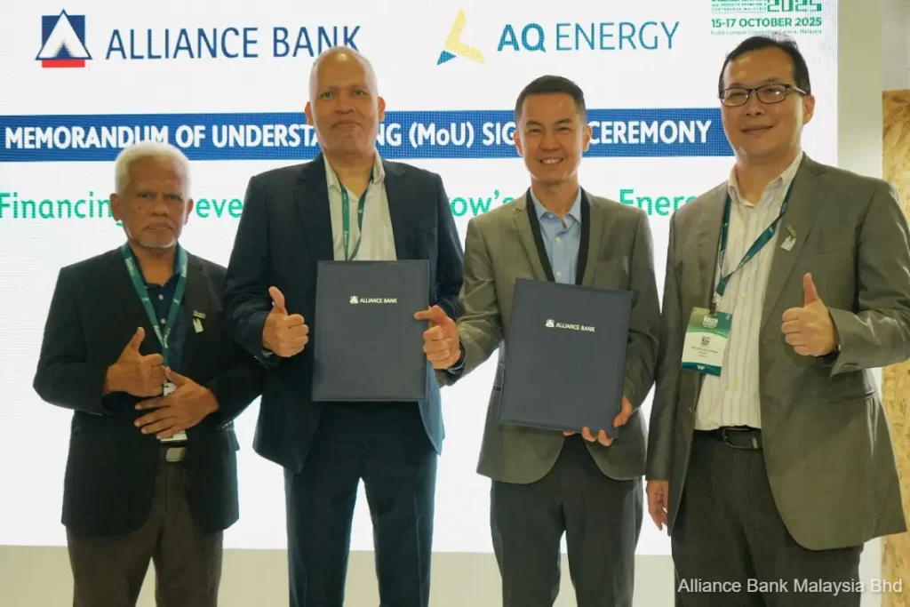 From left: Malaysian Green Technology and Climate Change Corporation (MGTC) board member Ismail Mohd Amin, AQ Energy CEO Hatim Salleh, Alliance Bank chief sustainability officer Roy Heong, and MGTC board member Datuk Leong Kin Mun.